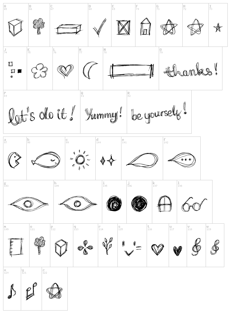 Go around the books - Symbols font map